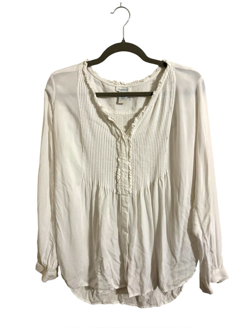 Sundance White Peasant Long Sleeve Top Large
